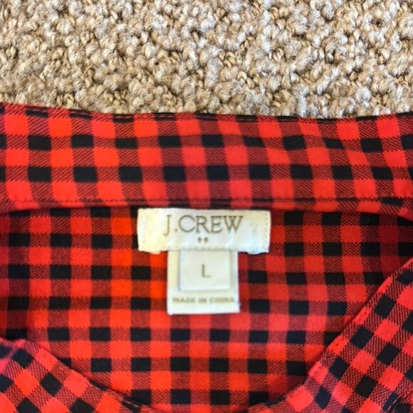 J. Crew Factory Women’s Checkered Red & Black Button Down Shirt - Size L - Picture 5 of 7